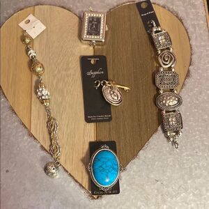 Silver and Gold Watch bands with Watch face and charms